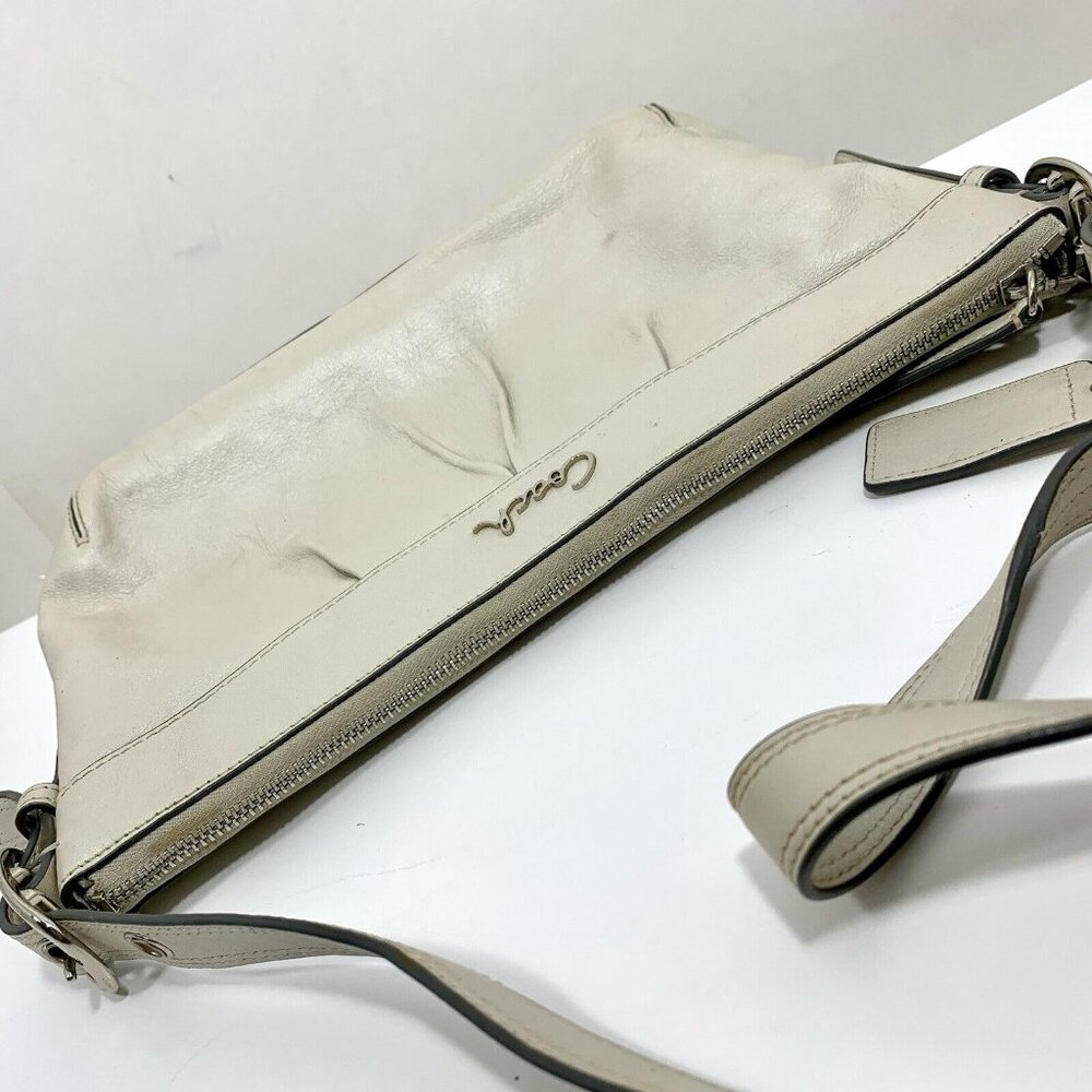 COACH Ashley 2012 Leather SHIMMERY Platinum White Crossbody BUCKLE STRAP F15512 - Picture 13 of 16